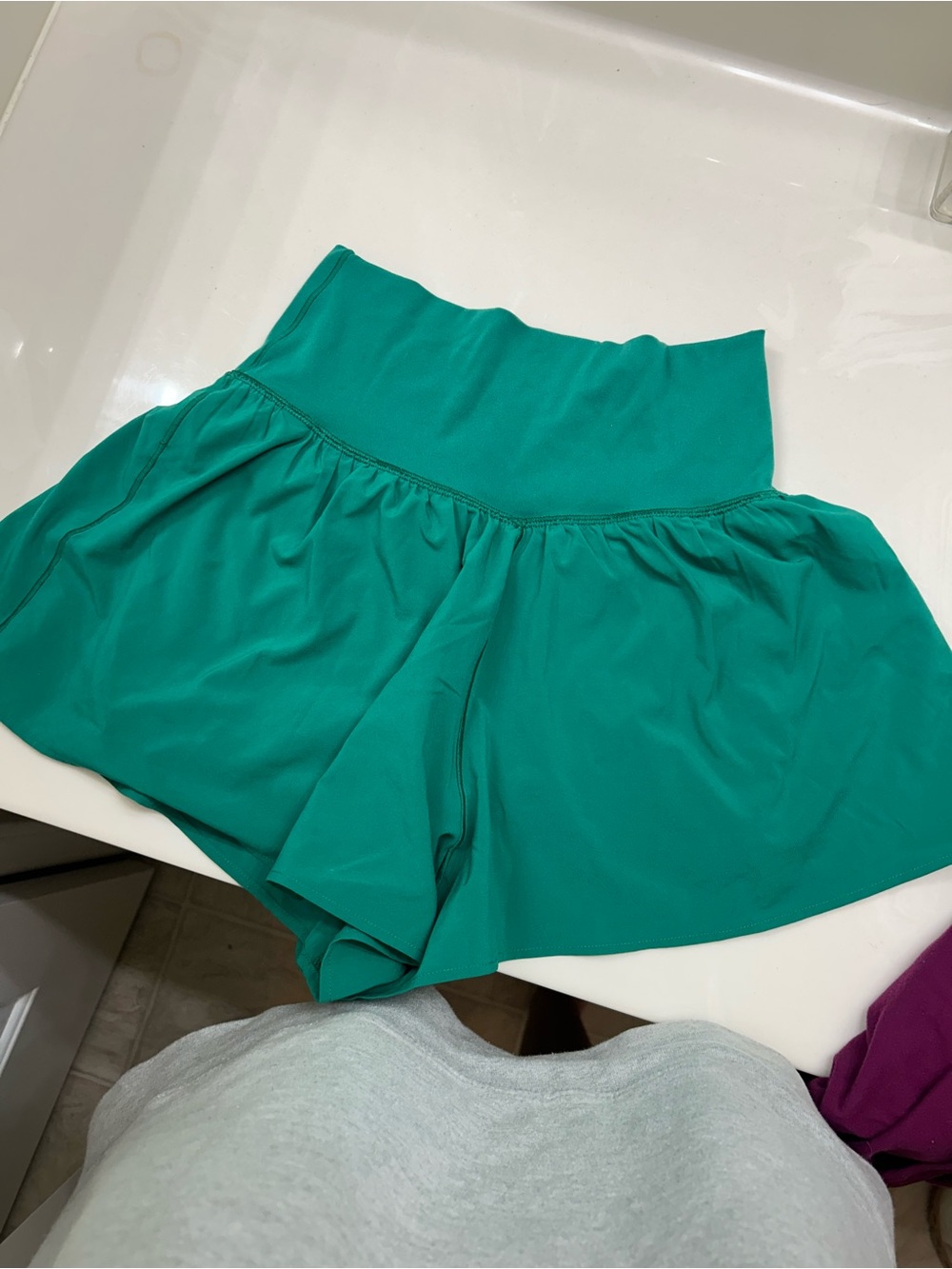 AERIE Women’s High-Waist Athletic Skort Shorts in Teal